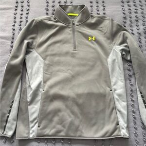 Men’s Under Armour Gray and Neon Yellow Quarter Zip Pullover